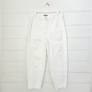 Eileen Fisher White Organic Cotton  Barrel Pants S/P